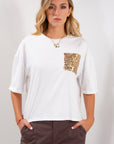 T-SHIRT COTONE TASCA PAILLETTES