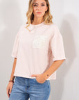 T-SHIRT COTONE TASCA PAILLETTES