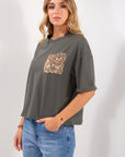 T-SHIRT COTONE TASCA PAILLETTES