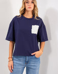 T-SHIRT COTONE TASCA PAILLETTES