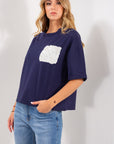 T-SHIRT COTONE TASCA PAILLETTES