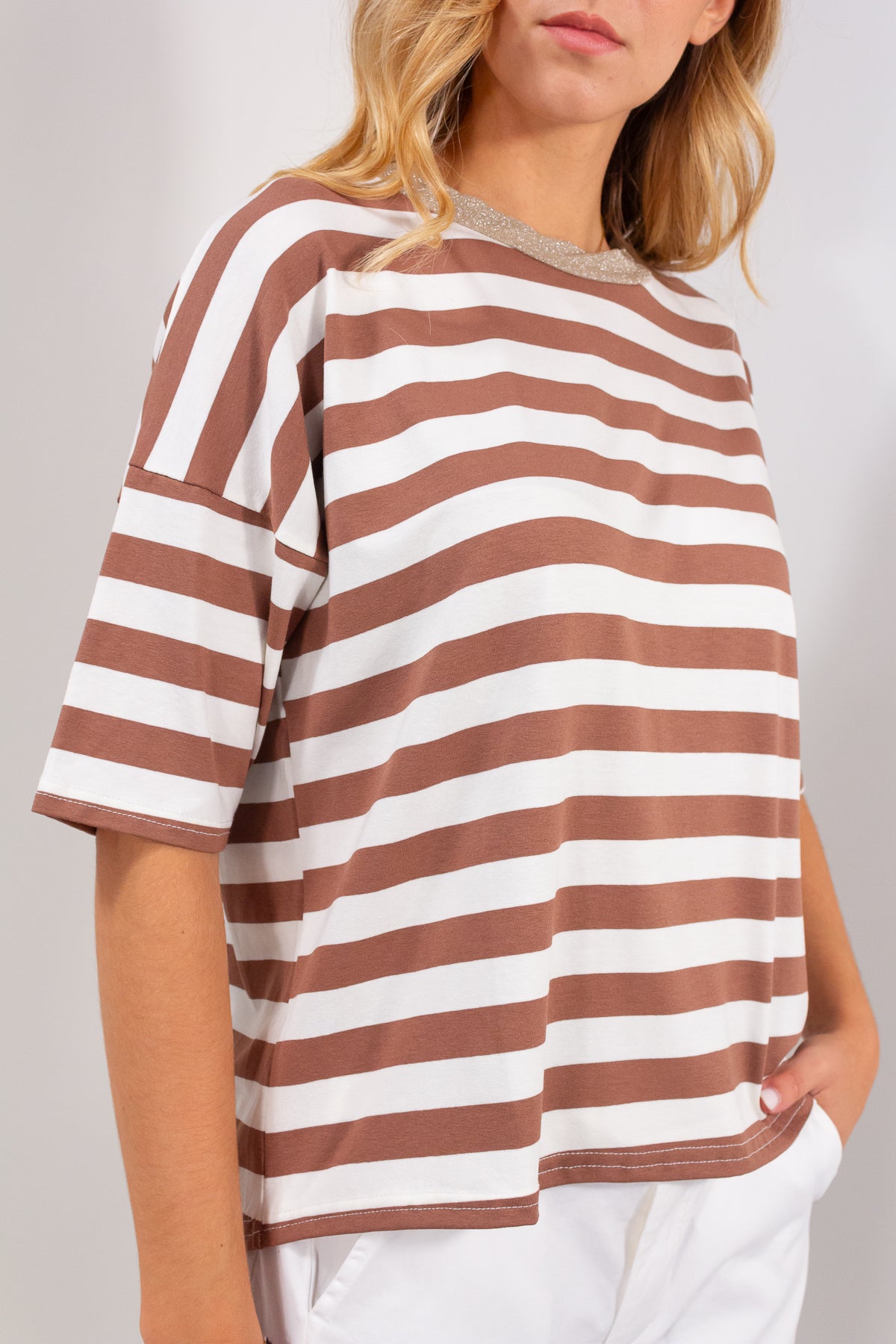 MAGLIA RIGATA KIMONO + LUREX