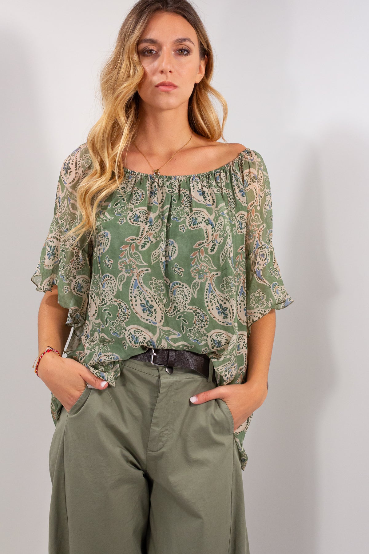 BLUSA FANTASIA FLOREALE ELASTICATA