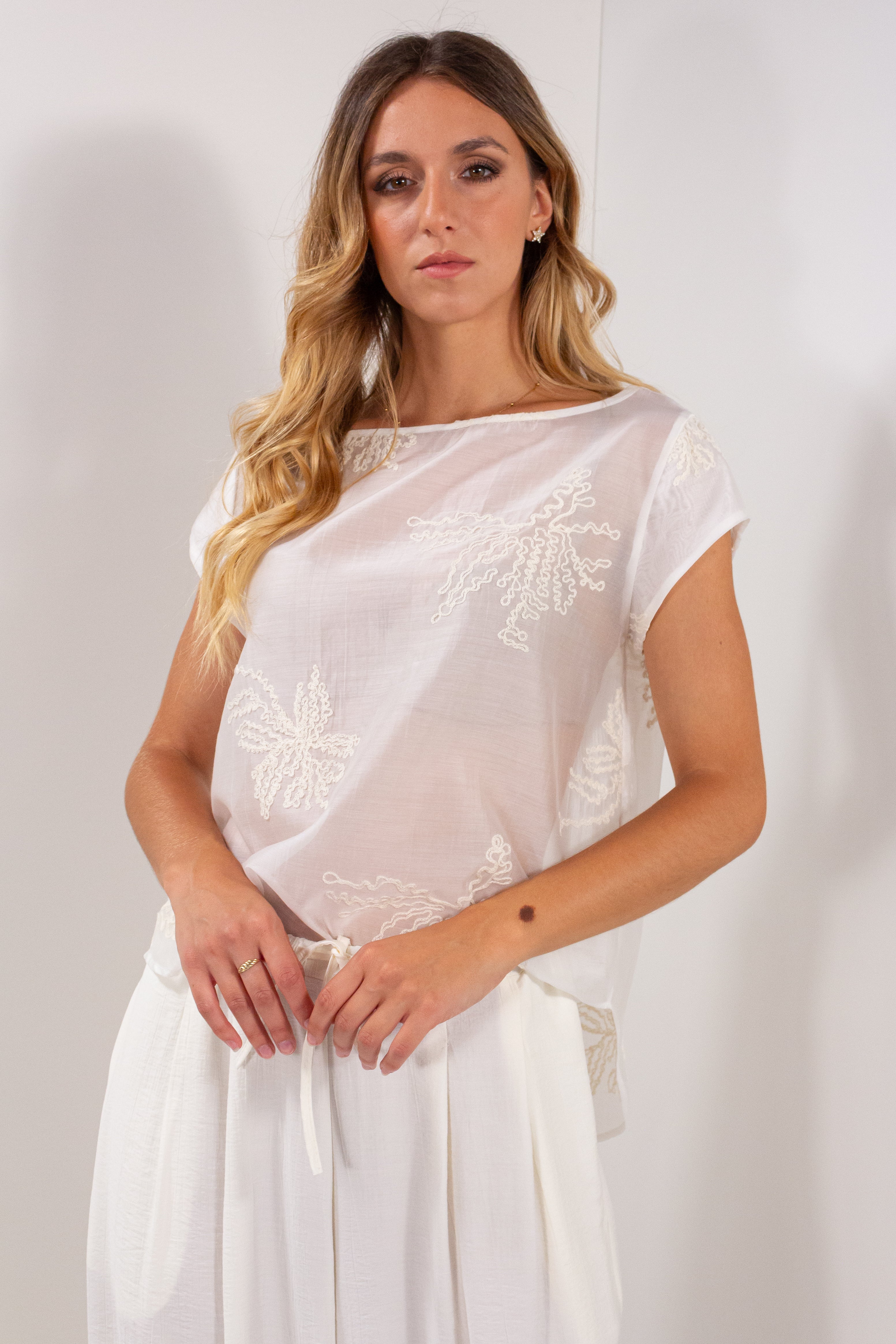 BLUSA LYOCELL RICAMO GRANDE