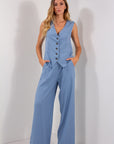 PANTALONE PALAZZO LINO