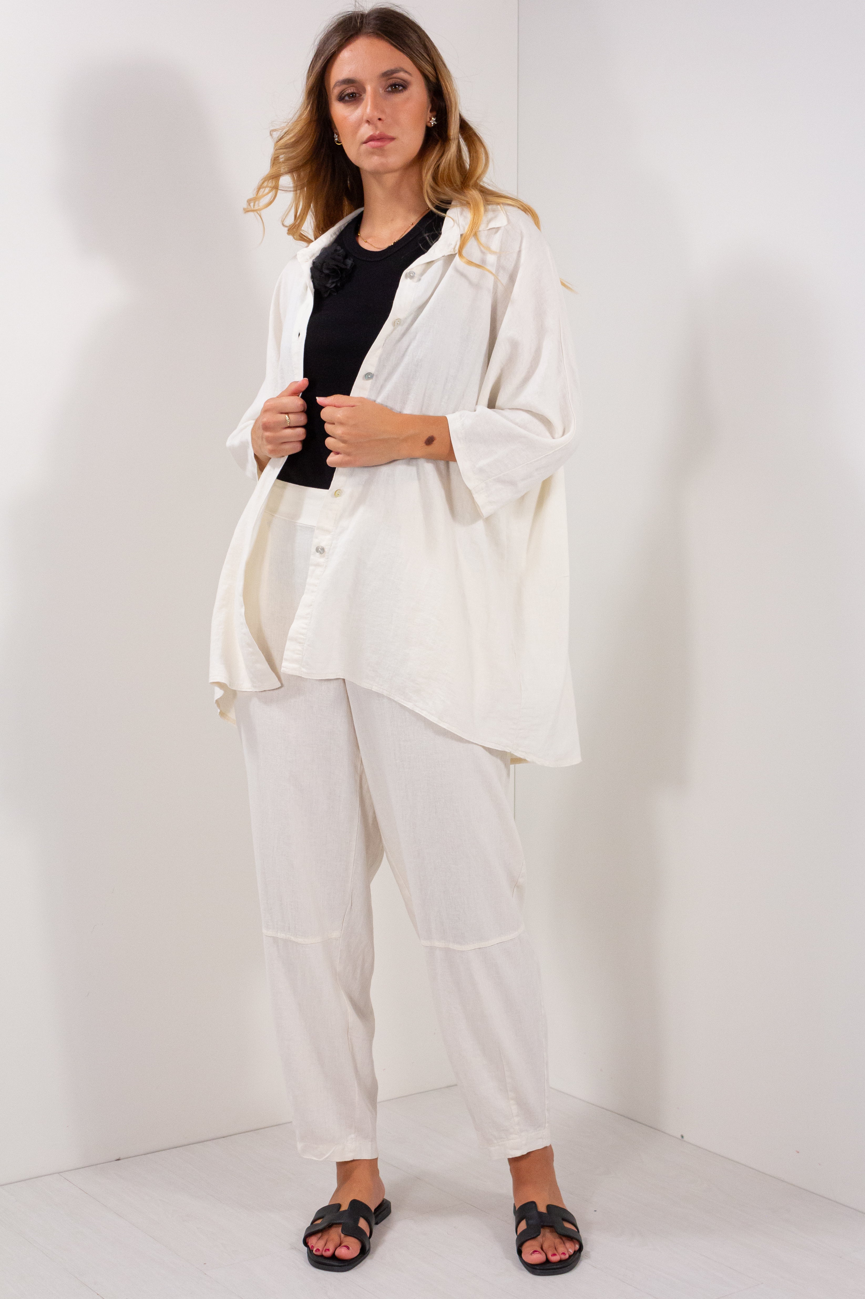 CAMICIONE MANICA KIMONO LINO