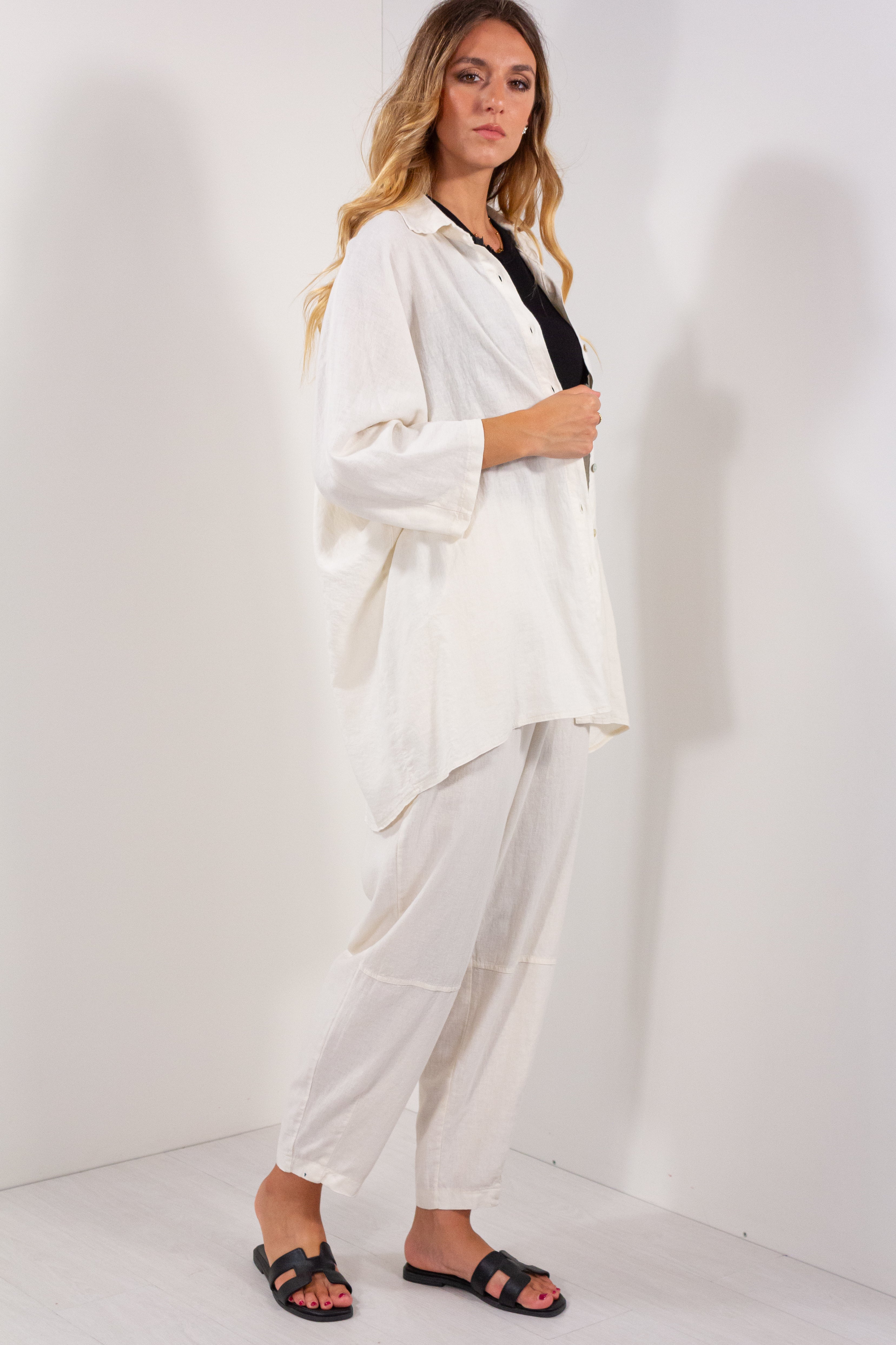 CAMICIONE MANICA KIMONO LINO