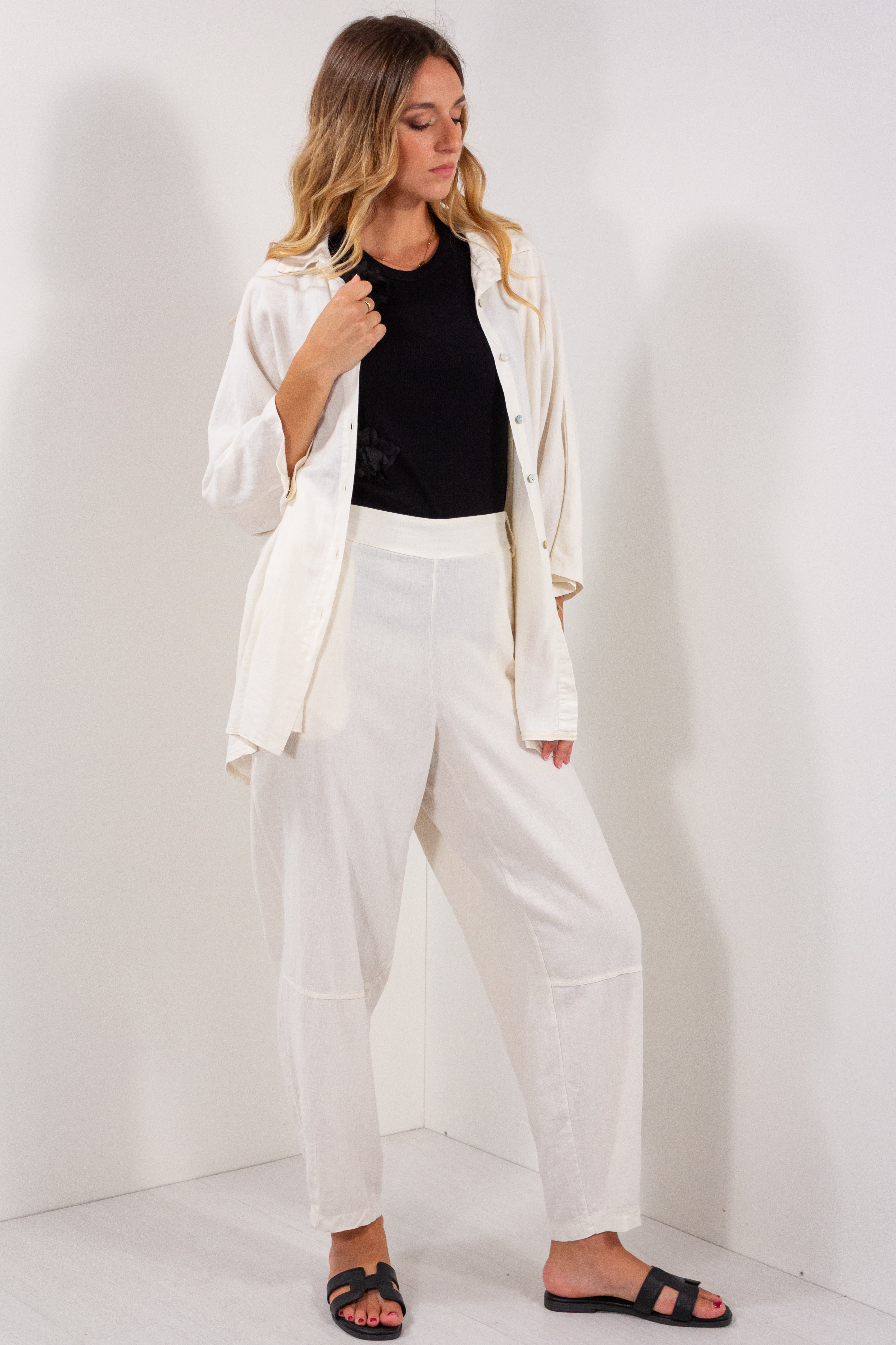 CAMICIONE MANICA KIMONO LINO
