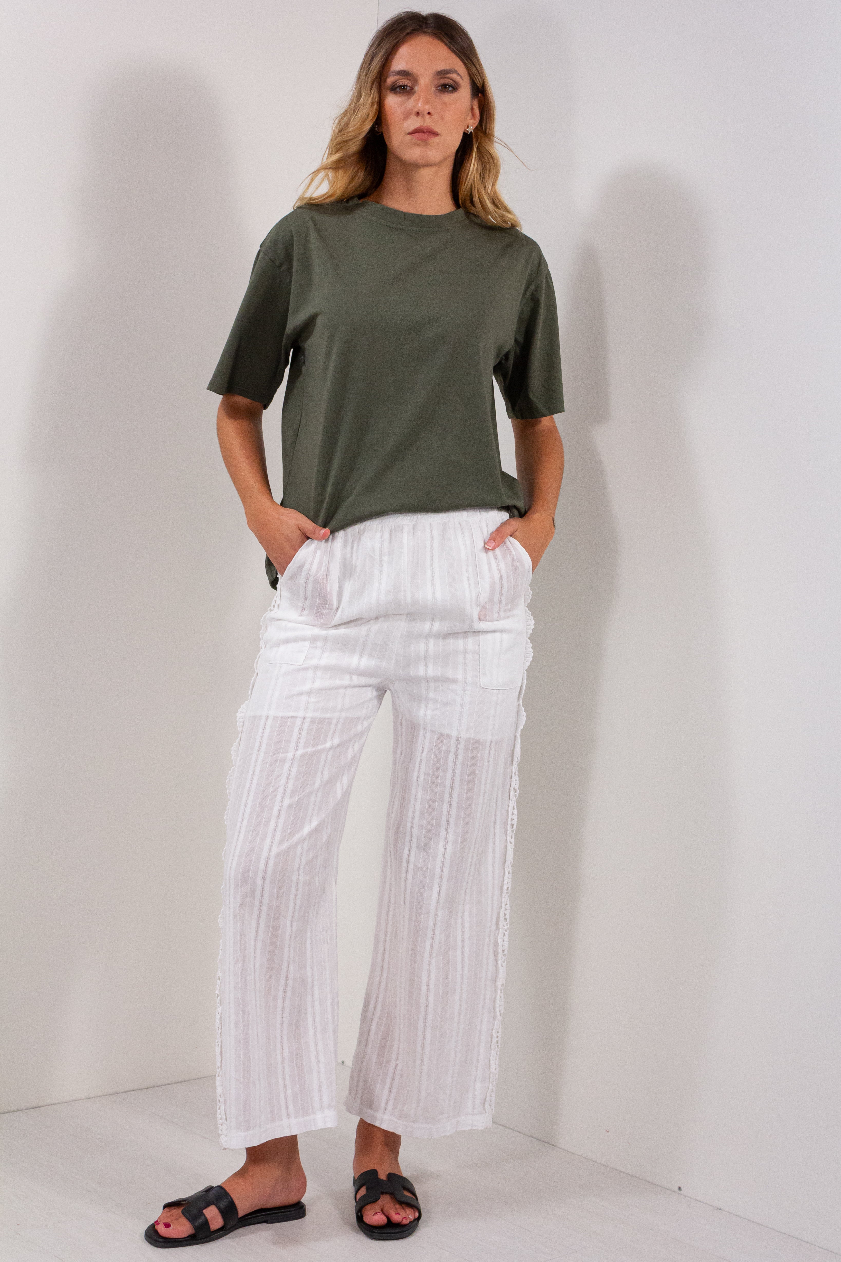 PANTALONE SANGALLO LAVORATO BANDE
