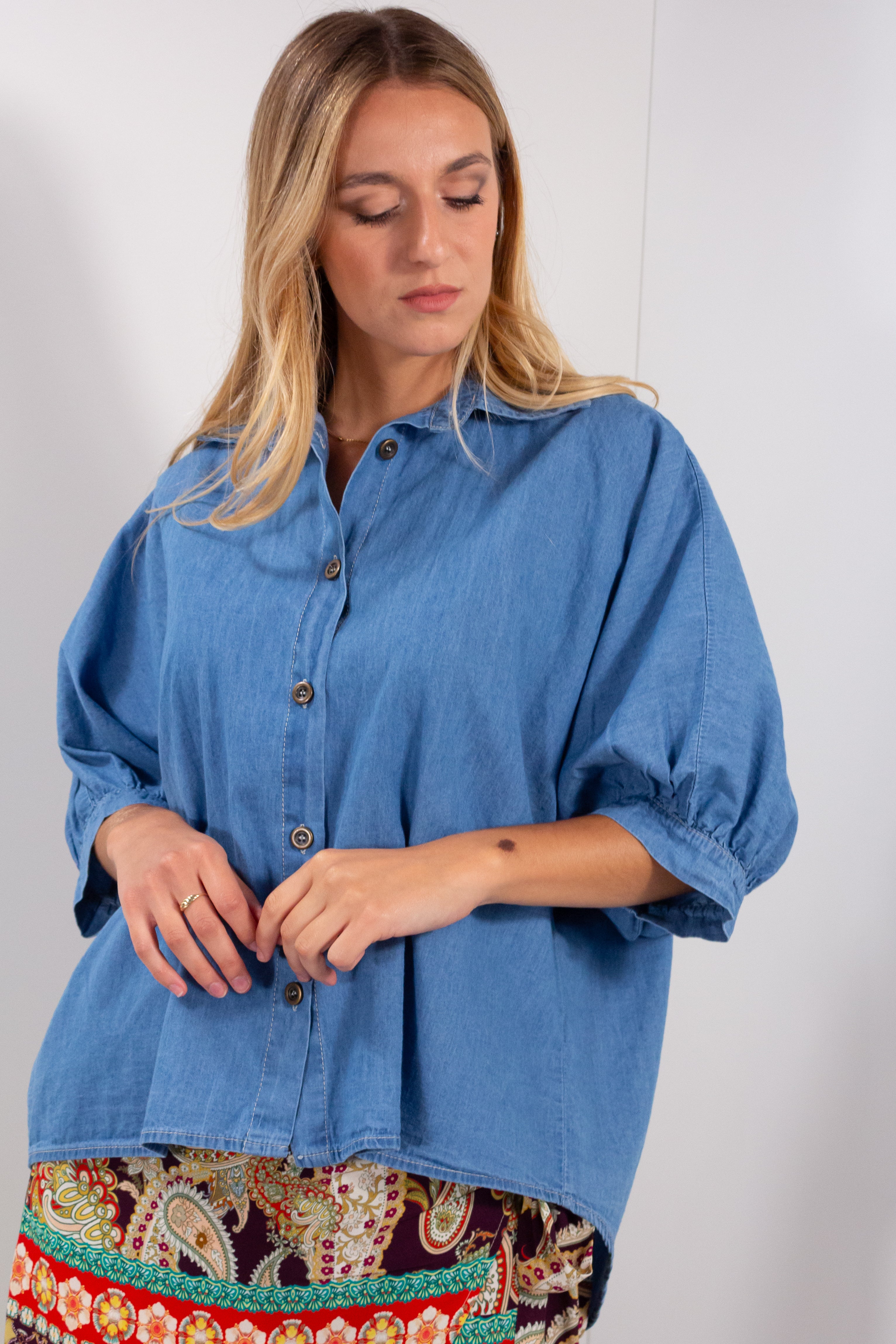 CAMICIA MANICA GOMITO CHAMBRIE