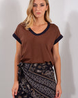 MAGLIA V KIMONO BORDO CONTRASTO