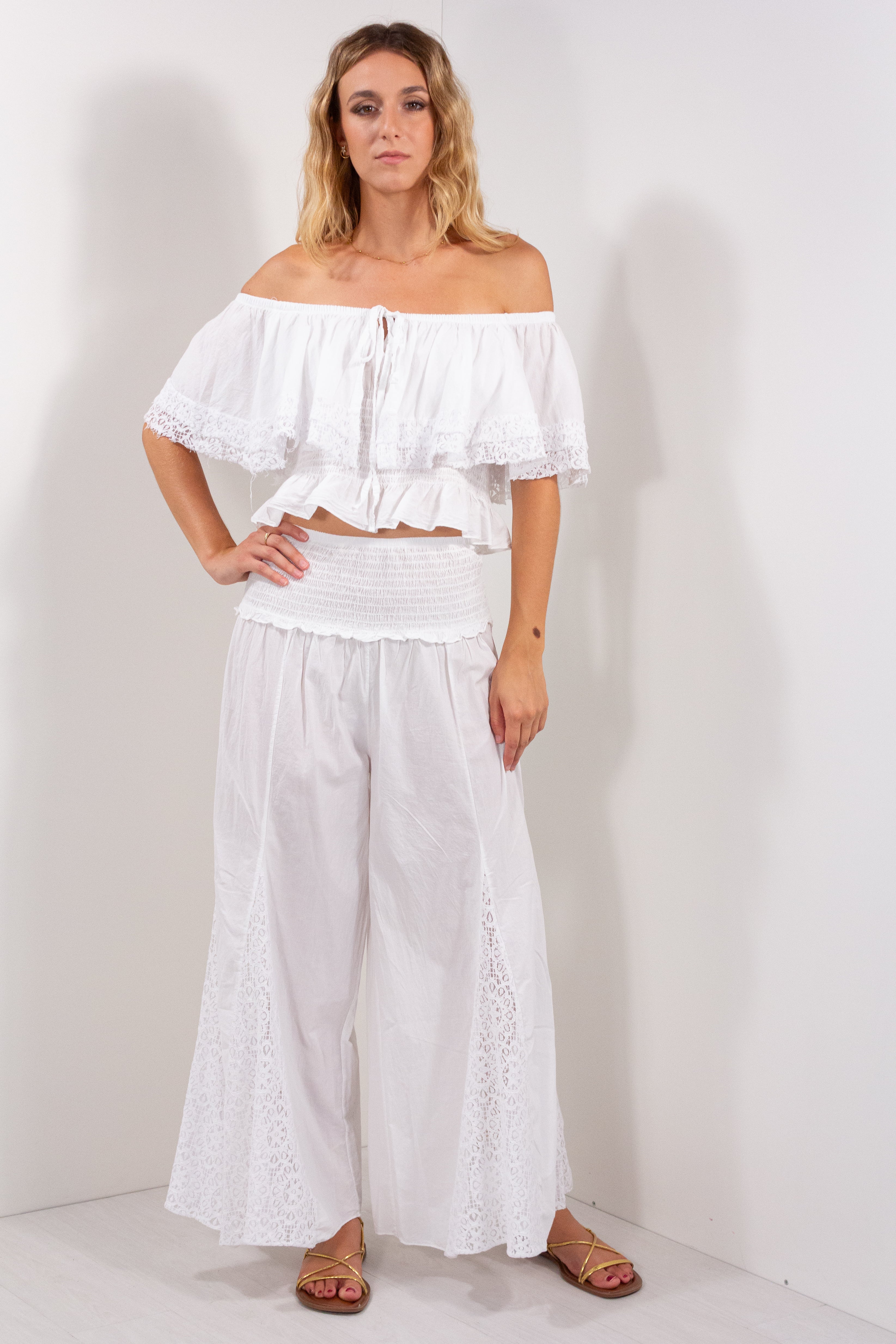 PANTALONE INSERTI IN PIZZO