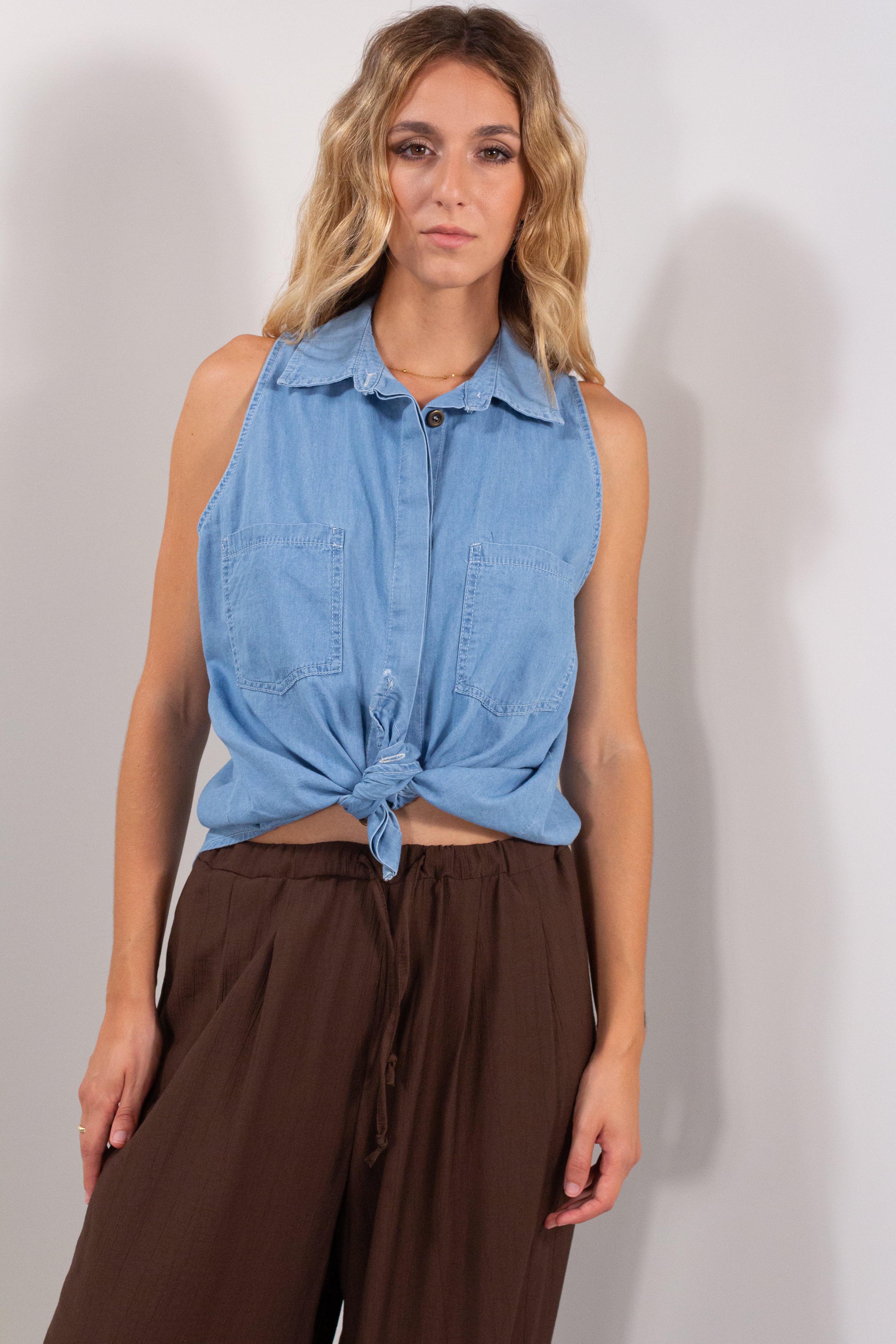 CAMICIA S/M NODO CHAMBRIE