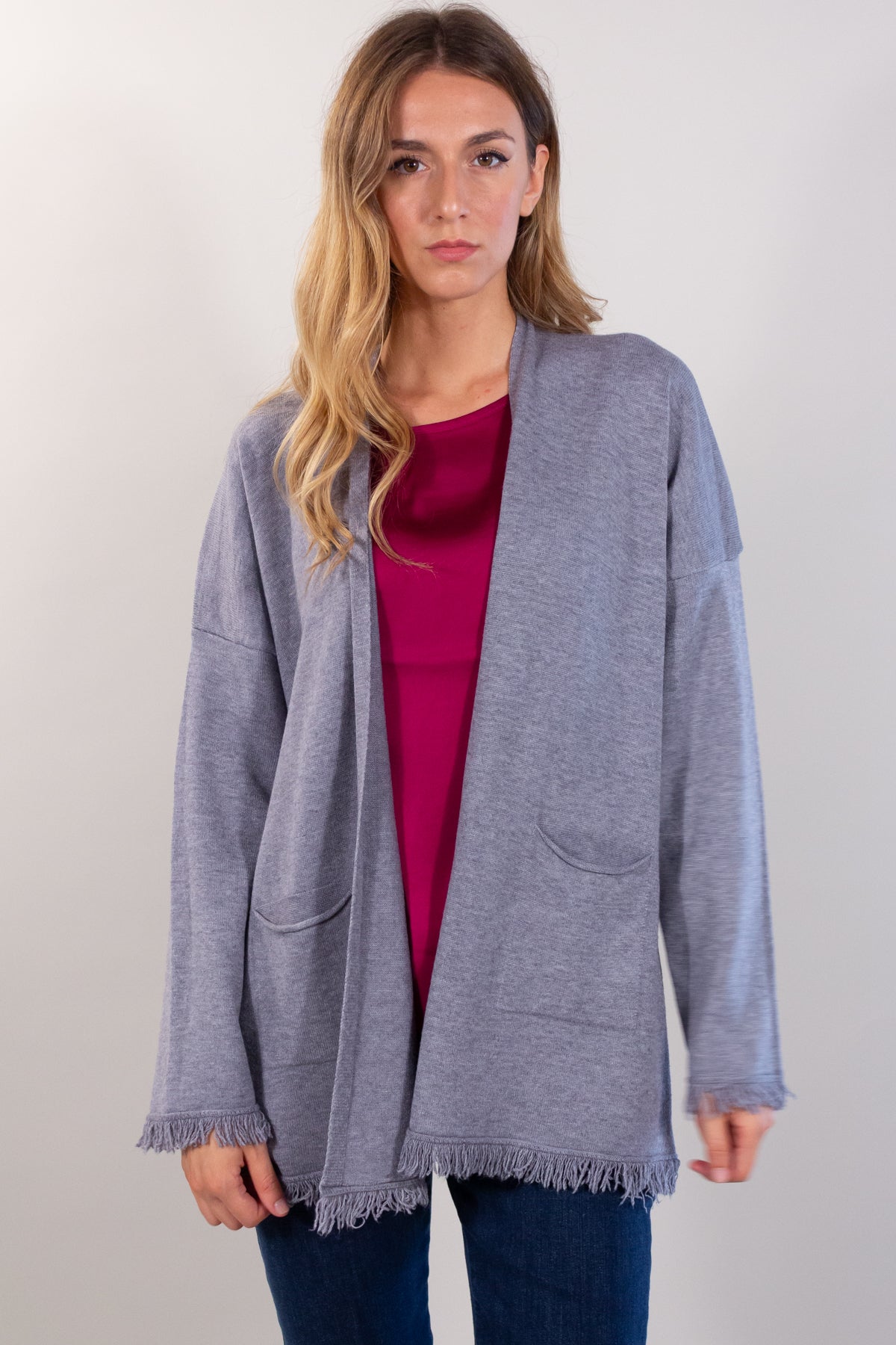 CARDIGAN WITH POCKETS + FRINGES