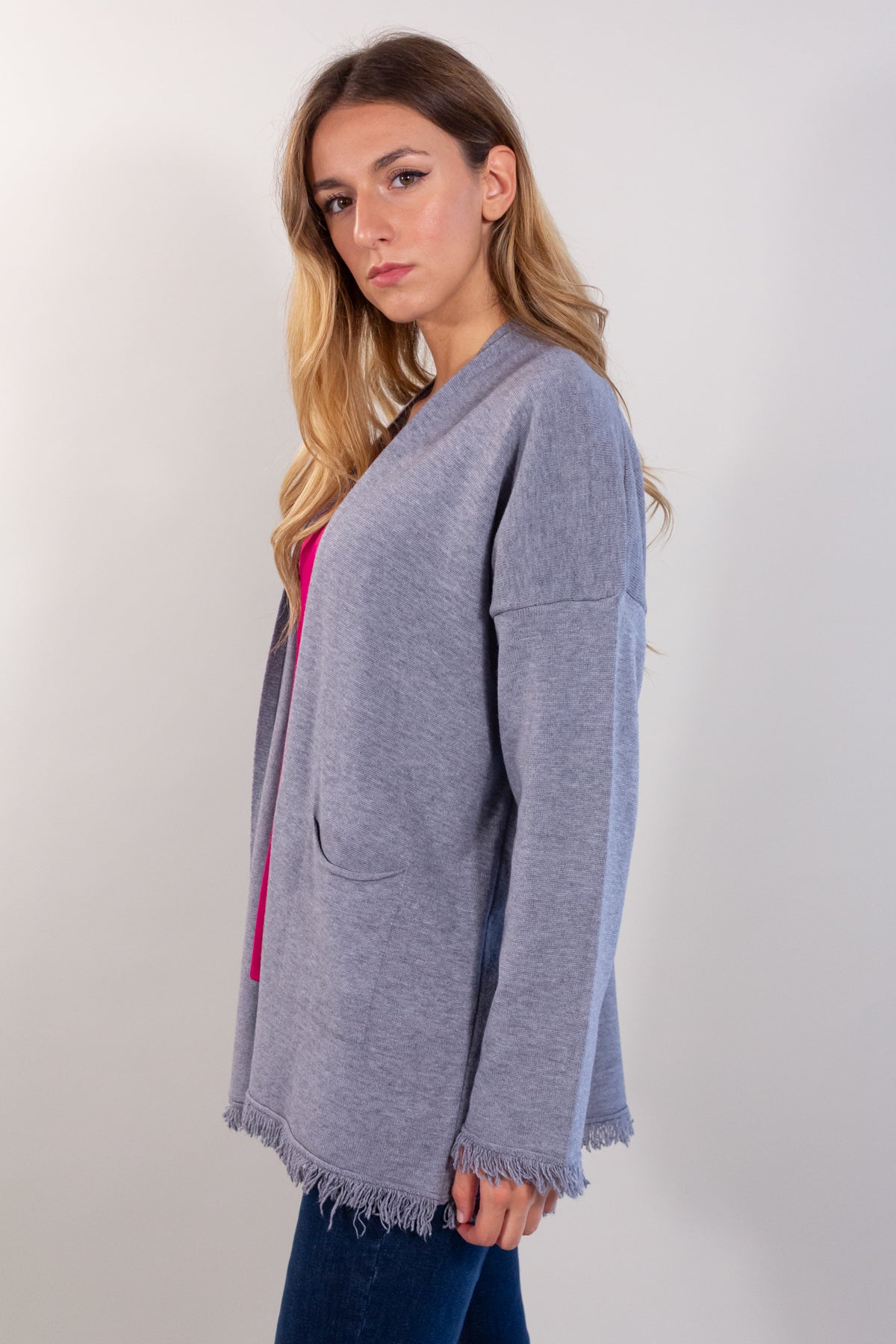 CARDIGAN WITH POCKETS + FRINGES