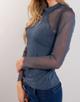 TURTLENECK SWEATER WITH TULLE INSERTS
