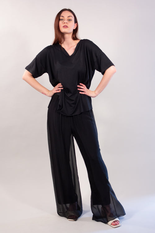 PANTALONE CHIFFON TINTA UNITA