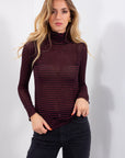 CASHMERE BLEND STRIPED TURTLENECK