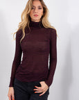 CASHMERE BLEND STRIPED TURTLENECK