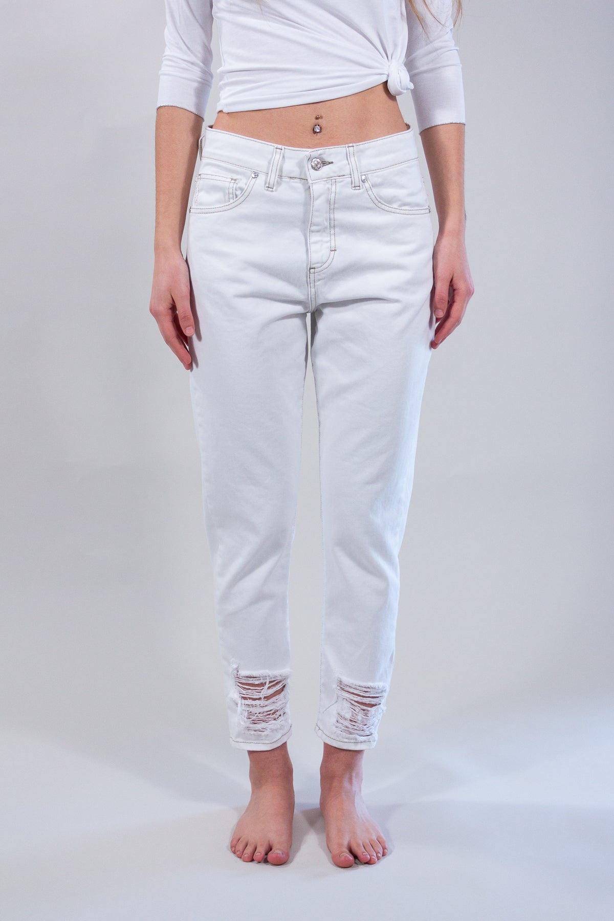 JEANS BIANCO ROTTURE