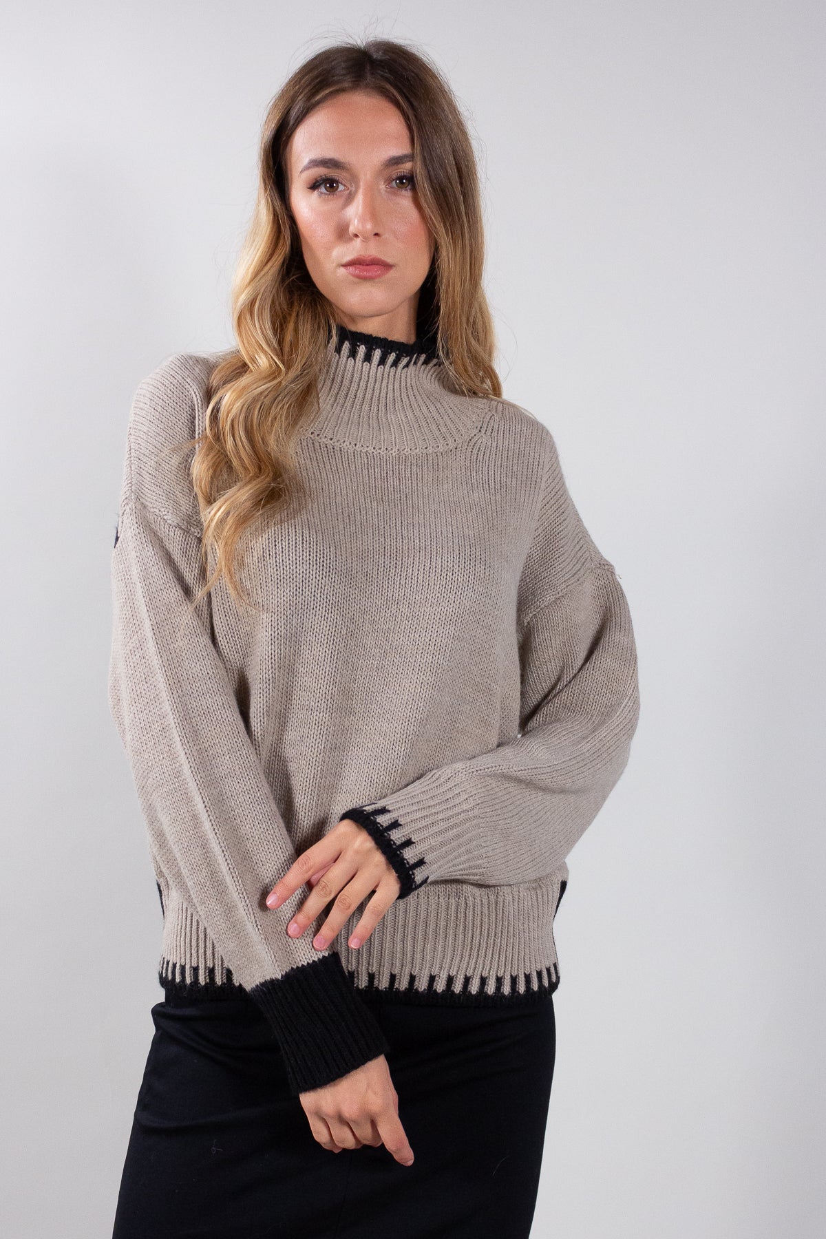 STRIPED KNIT STITCH SWEATER