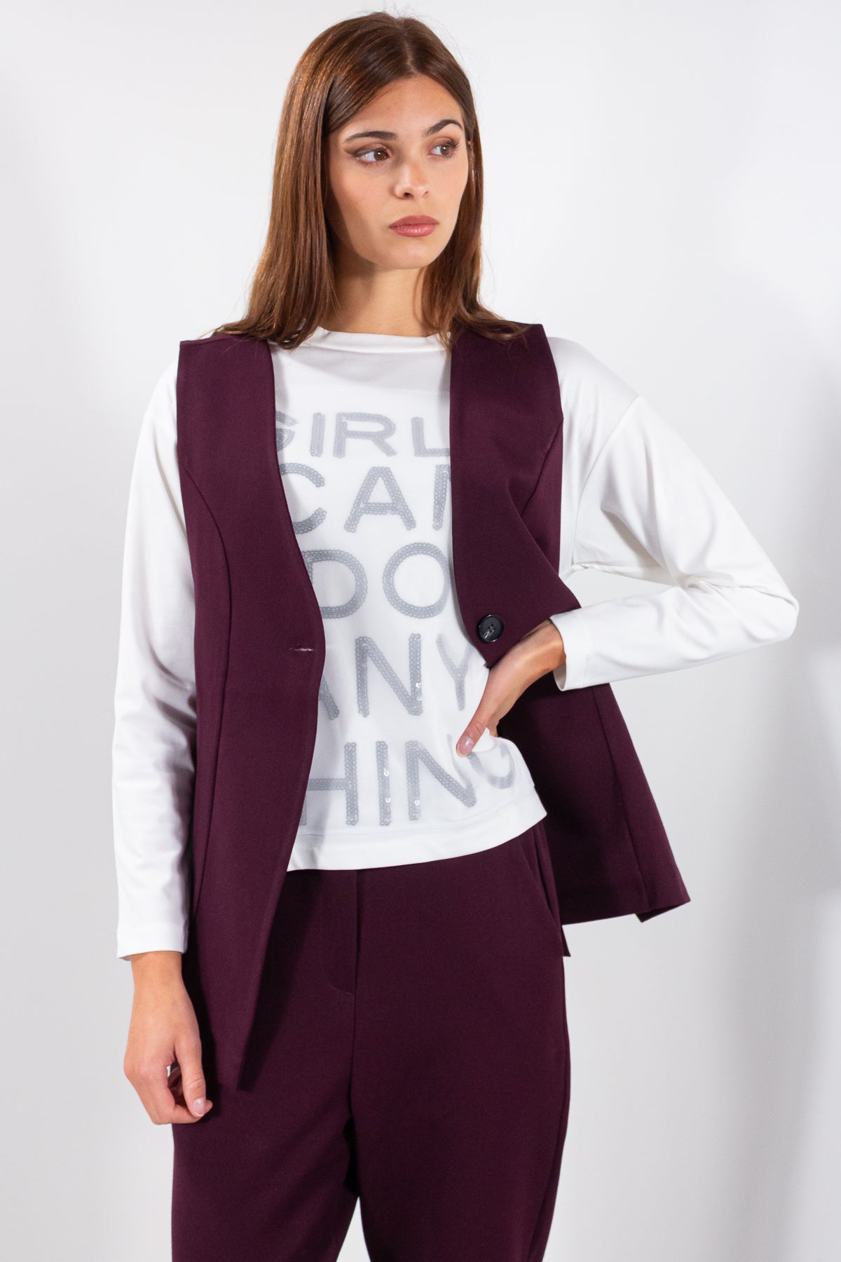 COMPLETO GILET MANO LANA