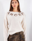 MAGLIA SCRITTA AMORE PAILLETTES