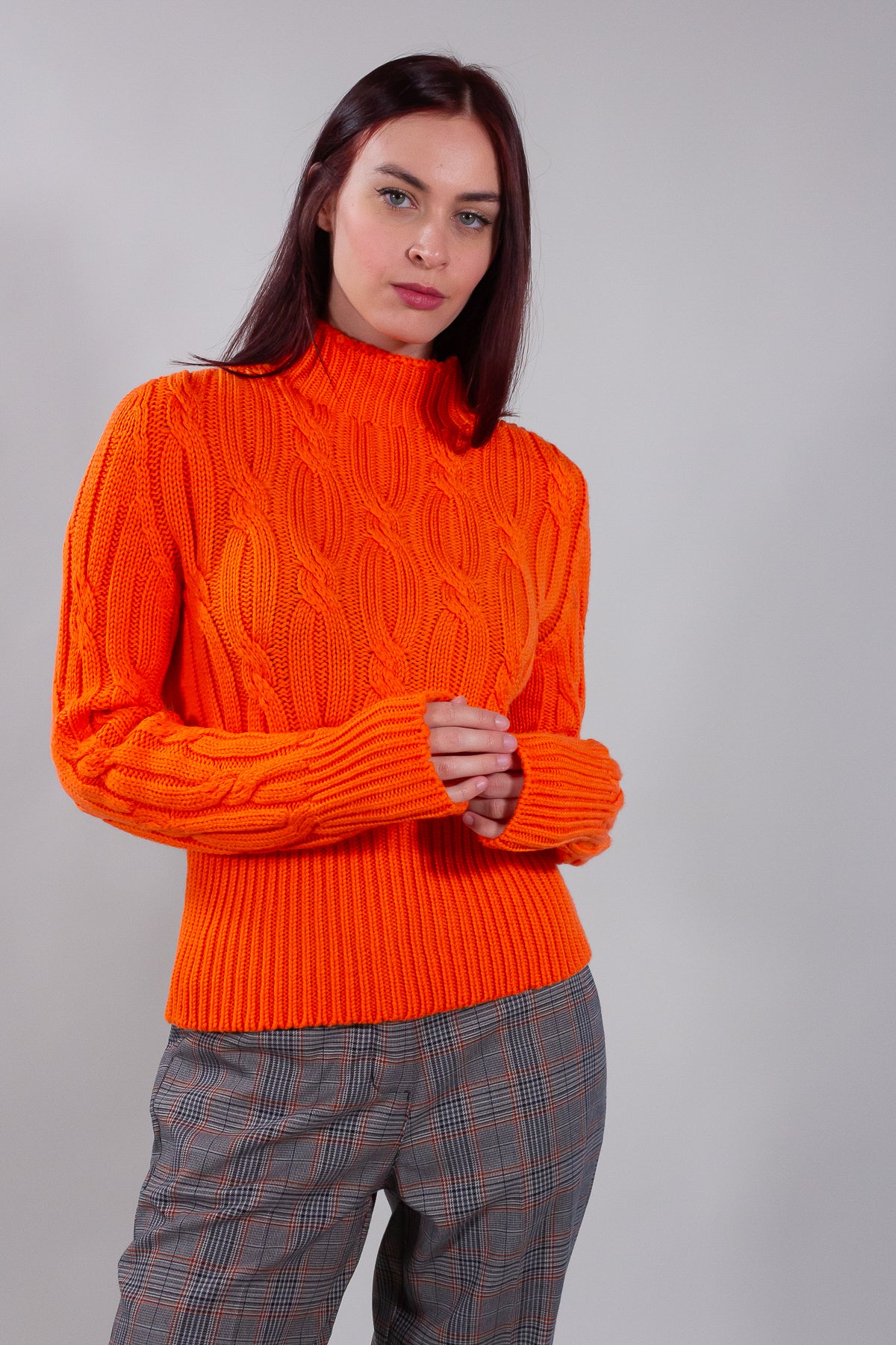 PURE WOOL CABLE TURTLENECK SWEATER