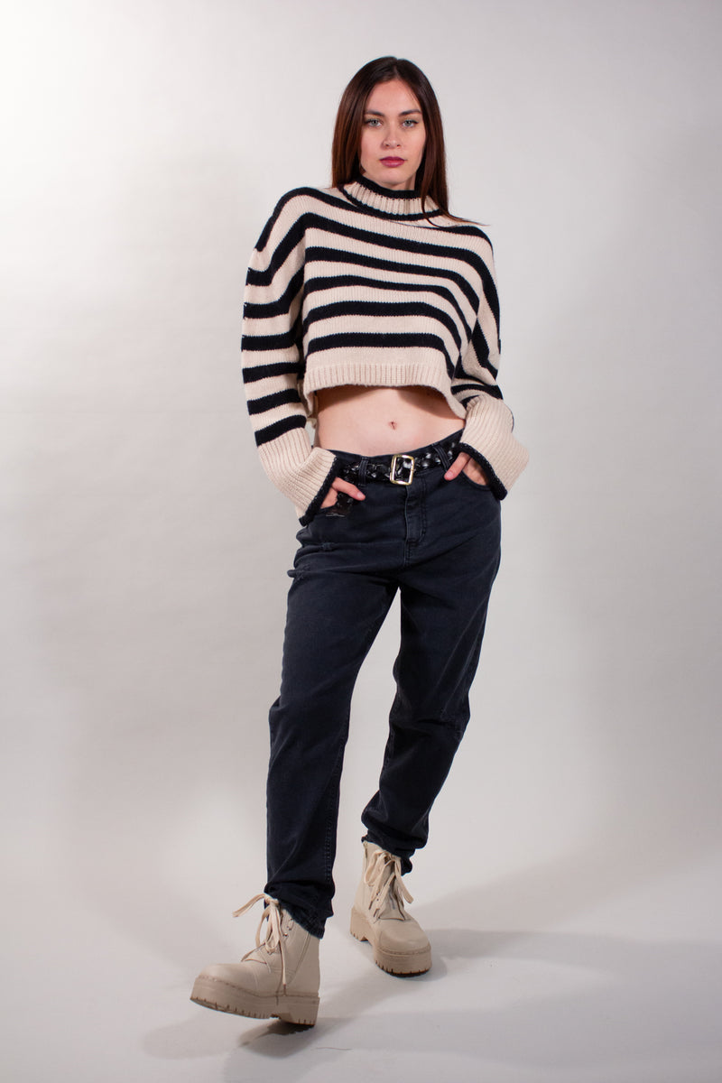 MAGLIA CROPPED RIGATA