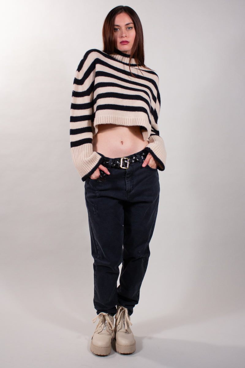 MAGLIA CROPPED RIGATA