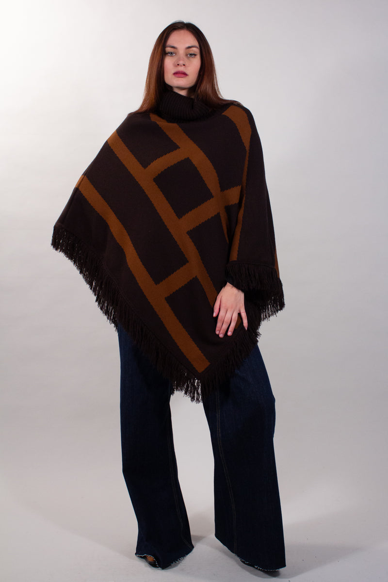 PONCHO BICOLOR FRANGE
