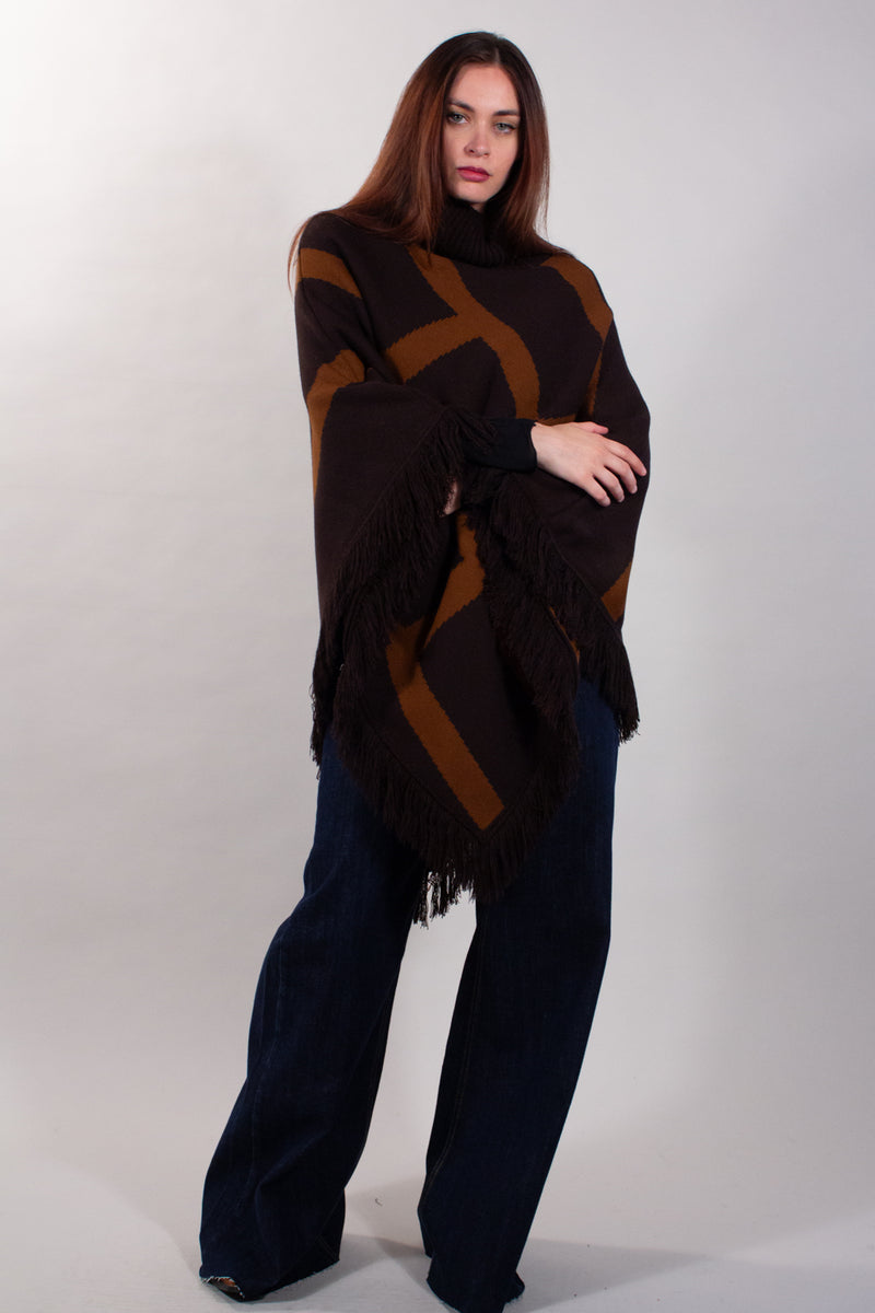 PONCHO BICOLOR FRANGE