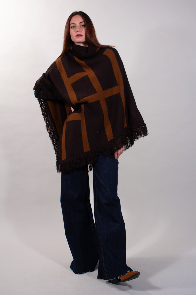 PONCHO BICOLOR FRANGE