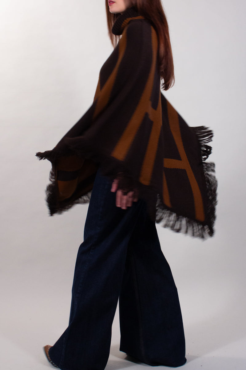 PONCHO BICOLOR FRANGE