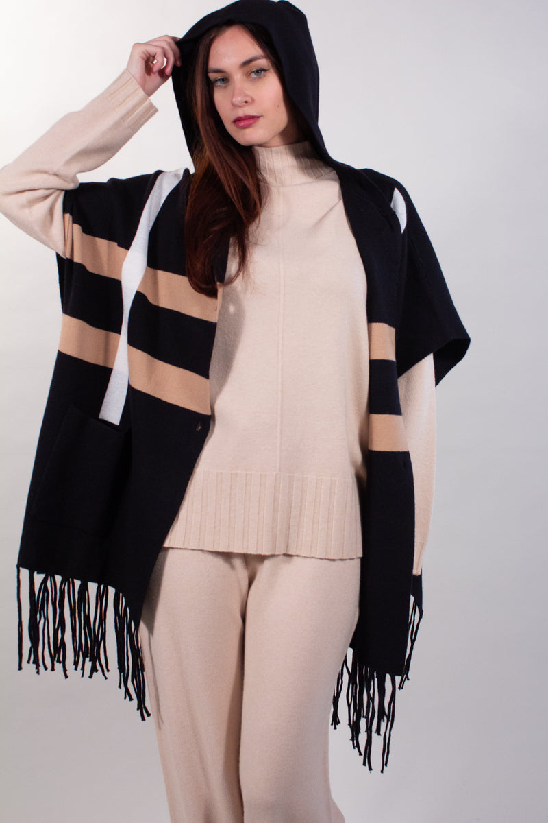 PONCHO JAQUARD + FRANGE