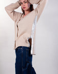 CARDIGAN WITH LAMINATED DETAIL