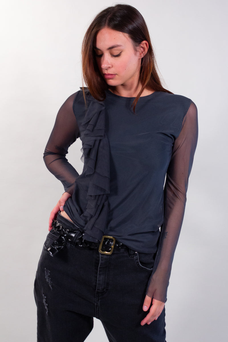 MAGLIA FRAPPA TULLE