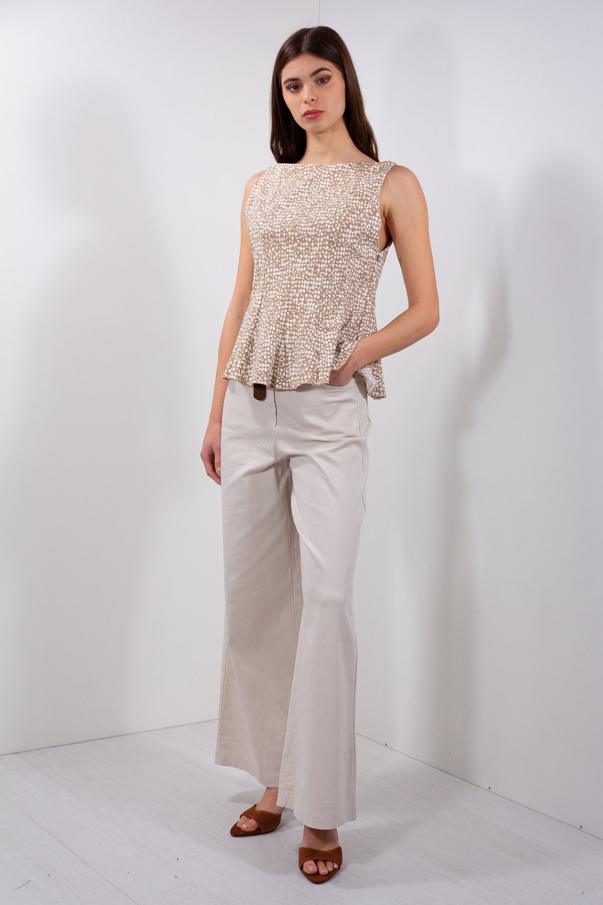 PANTALONE PALAZZO GABARDINA