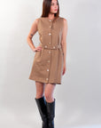 SLEEVELESS DRESS WITH GOLD BUTTONS
