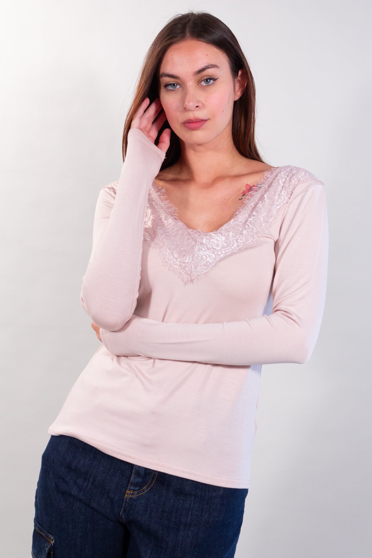 LACE V-NECK SWEATER