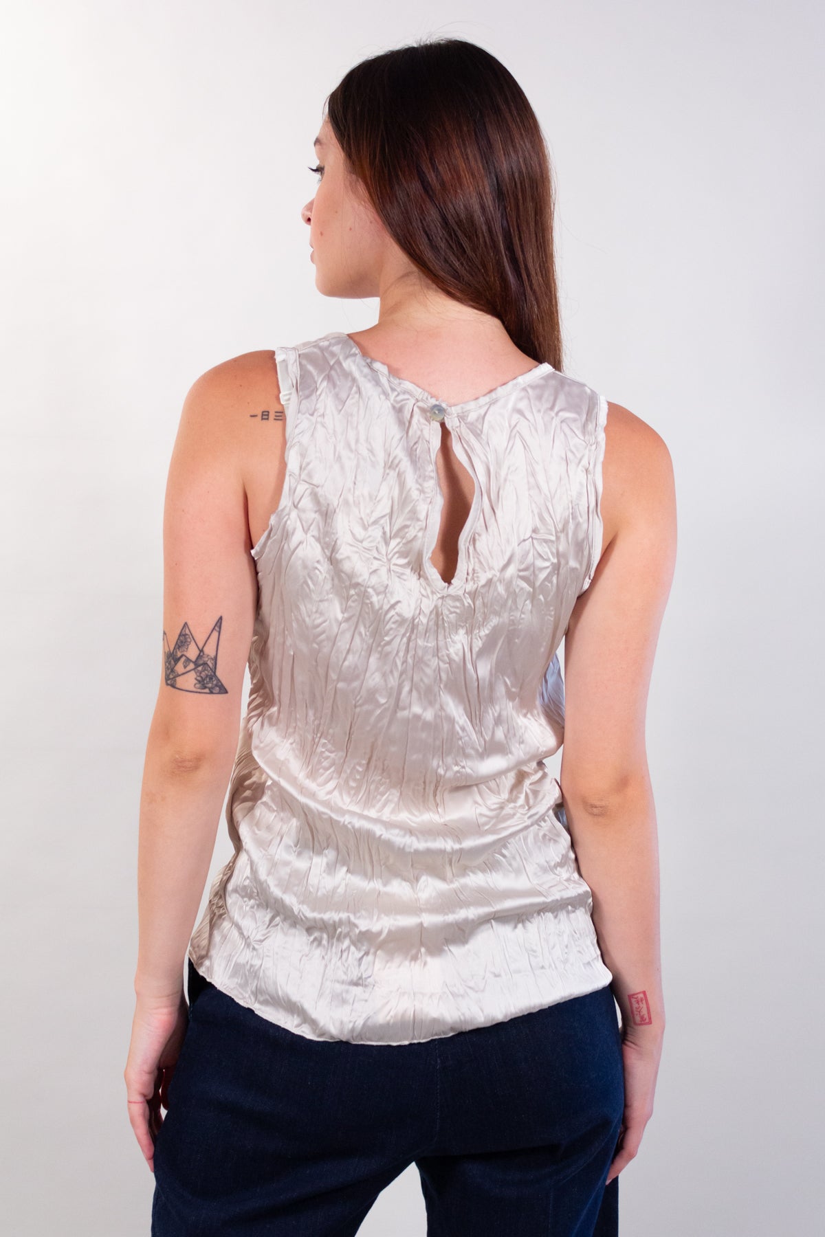 WRINKLED SATIN TANK TOP
