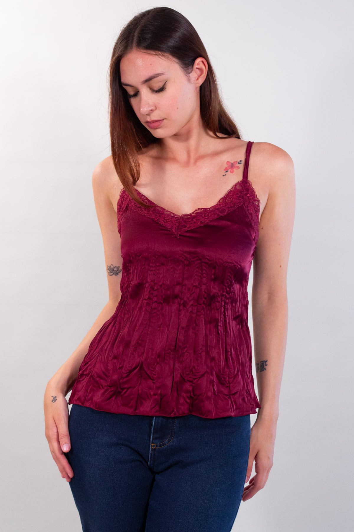 WRINKLED SATIN TOP