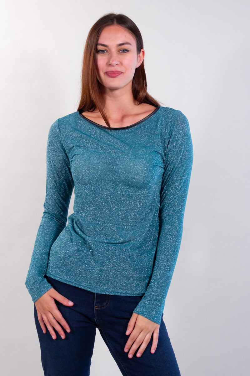 MAGLIA SLIM LUREX + ECOPELLE