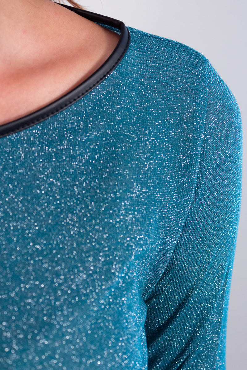 MAGLIA SLIM LUREX + ECOPELLE