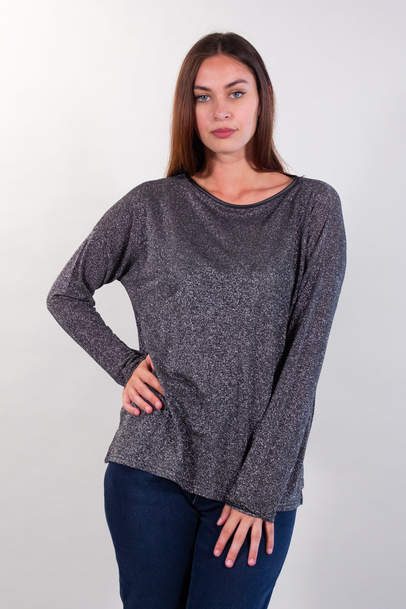 MAGLIA INTERMEDIA LUREX + ECOPELLE