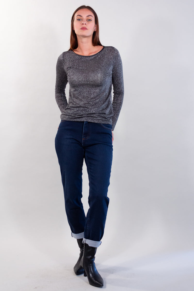 MAGLIA SLIM LUREX + ECOPELLE