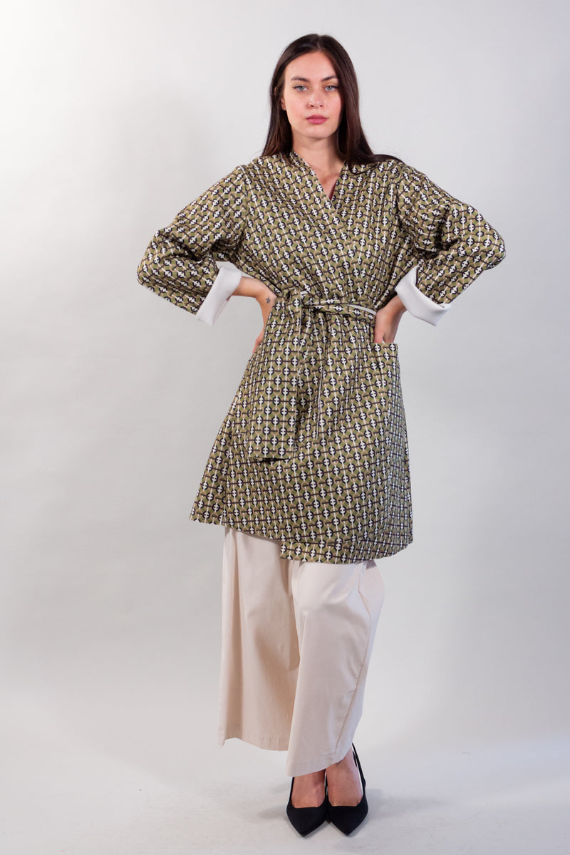 CAPPOTTO CINTURA PANNO STAMPATO
