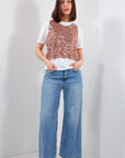 T-SHIRT CON GILET PAILLETES