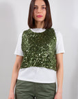 T-SHIRT CON GILET PAILLETES