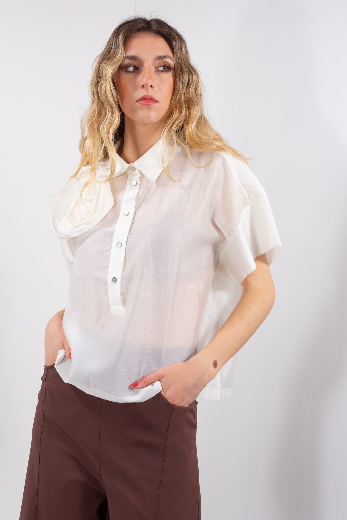 CAMICIA LYOCELL + FIORE